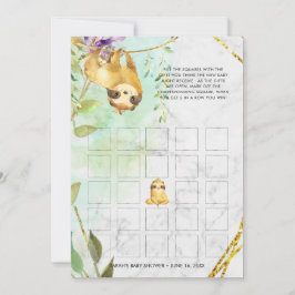 Tarjeta de bingo de Baby Shower | Trópica Sloth