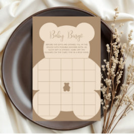 Tarjeta de Bingo de Bebé Beige Barely Wait