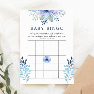 Tarjeta de Bingo de Bebé Floral Naval de Invierno