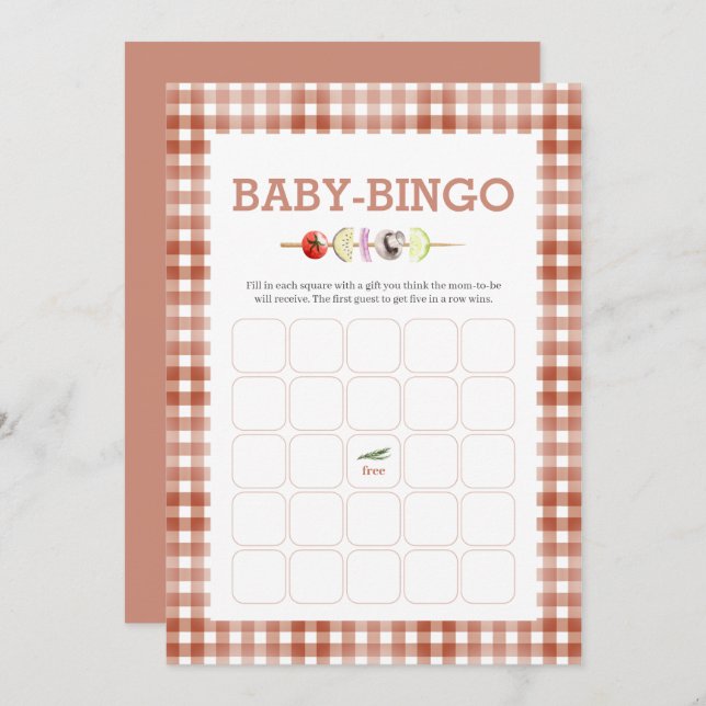 Tarjeta de Bingo de Bebé Watercolor Baby-Q (Anverso / Reverso)