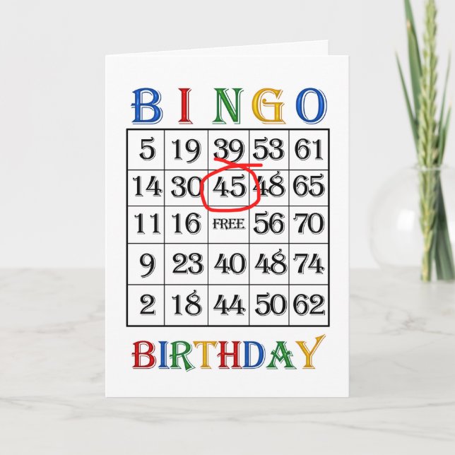 Tarjeta de Bingo de Cumpleaños 45 (Anverso)