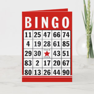 Tarjeta de bingo de cumpleaños rojo y blanco