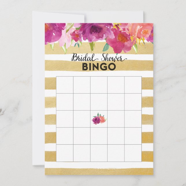 Tarjeta de Bingo de Despedida de Soltera con Flore (Anverso)