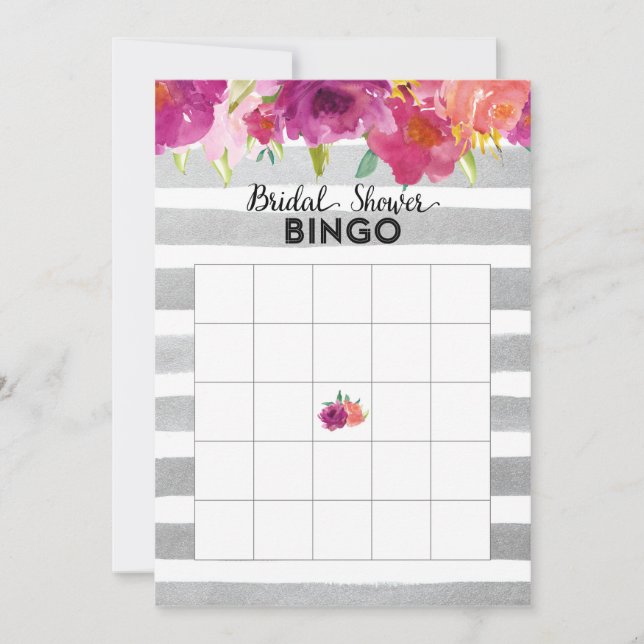 Tarjeta de Bingo de Despedida de Soltera con Flore (Anverso)