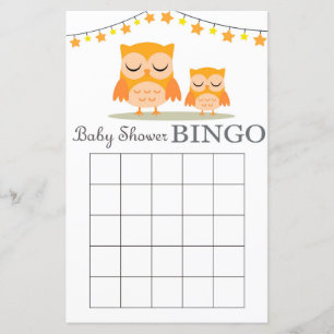 Tarjeta de bingo de ducha de bebé búho