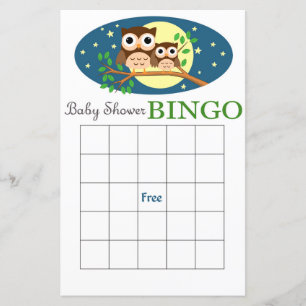 Tarjeta de bingo de ducha de bebé búho