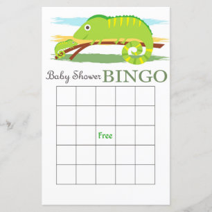 Tarjeta de bingo de ducha de bebé Chameleon