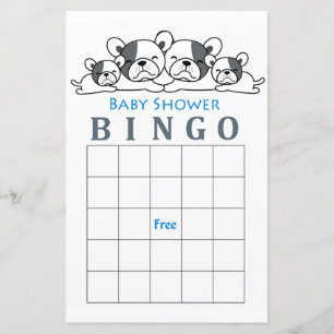 Tarjeta de bingo de ducha de bebé de Bulldog franc