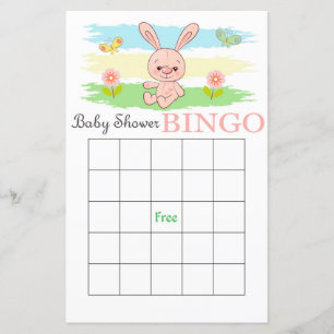Tarjeta de bingo de ducha de bebé de conejo corto