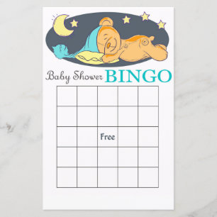 Tarjeta de bingo de ducha de bebé de oso de Teddy