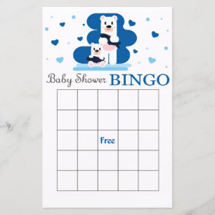 Tarjeta de bingo de ducha de bebé de oso polar