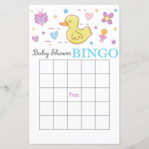 Tarjeta de bingo de ducha de bebé de pato de goma