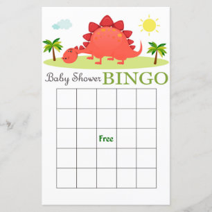 Tarjeta de bingo de ducha de bebé dinosaurio, tarj
