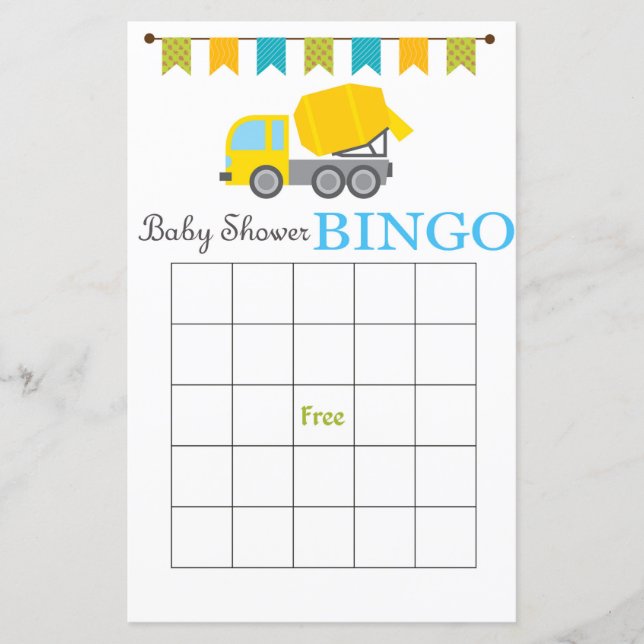 Tarjeta de bingo de ducha de bebé mezclador de hor (Anverso)