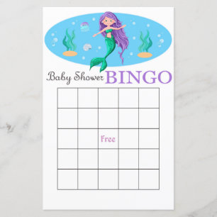 Tarjeta de bingo de ducha de bebé para sirenas