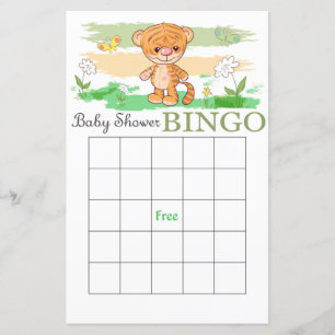 Tarjeta de bingo de ducha de bebé tigre