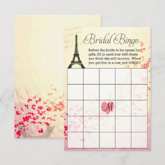 Tarjeta de Bingo de Ducha de la Torre Eiffel con M