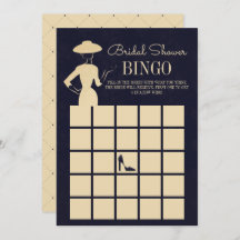Tarjeta de bingo de ducha de novia clásica de moda