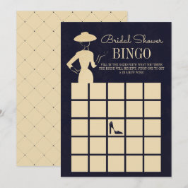 Tarjeta de bingo de ducha de novia clásica de moda