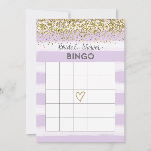 Tarjeta de Bingo de Ducha de Novia con Brillo de O (Anverso)