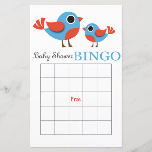Tarjeta de bingo de ducha para bebés de aves