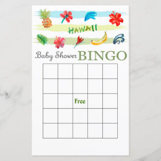 Tarjeta de bingo de ducha para bebés de Hawái