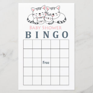 Tarjeta de bingo de ducha para bebés Kitty Cat