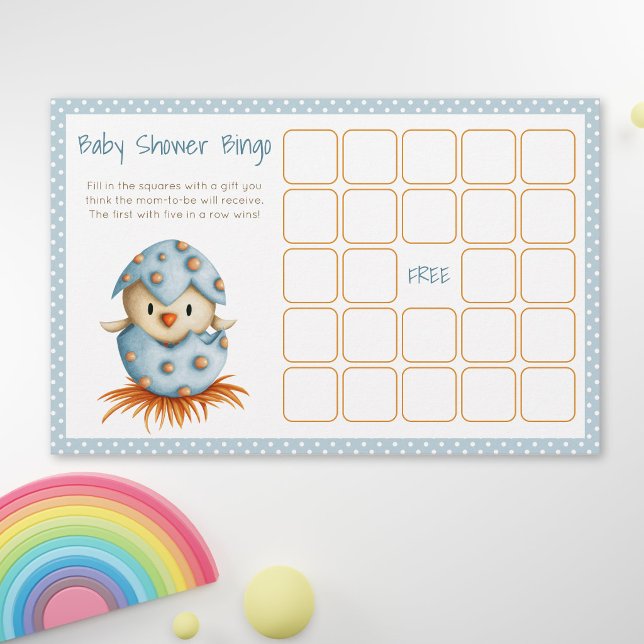 Tarjeta de Bingo de Fiesta de Bebé Azul Pollito Ro (Subido por el creador)