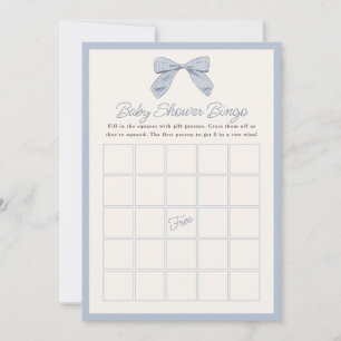 Tarjeta de bingo de juego Baby Shower Bow azul clá