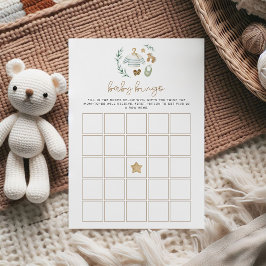 Tarjeta de bingo de juguetes vintage neutrales en