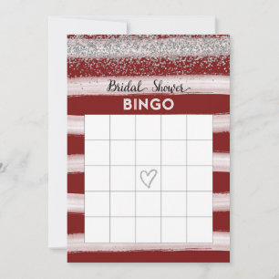 Tarjeta de Bingo de Llenado Nupcial con Brillo Roj