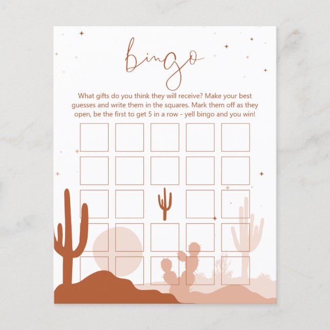 Tarjeta de bingo de novia del desierto (Anverso)