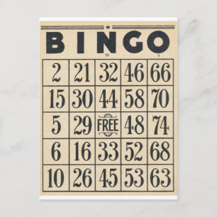 Tarjeta de bingo de vintage