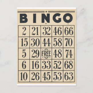 Tarjeta de bingo de vintage