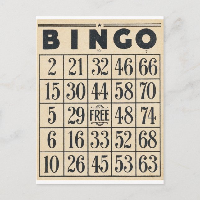 Tarjeta de bingo de vintage (Anverso)