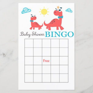 Tarjeta de bingo Dino Bebé Ducha, tarjeta de bingo