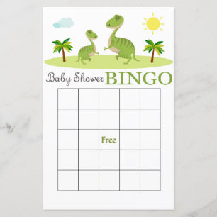 Tarjeta de bingo Dino Bebé Ducha, tarjeta de bingo