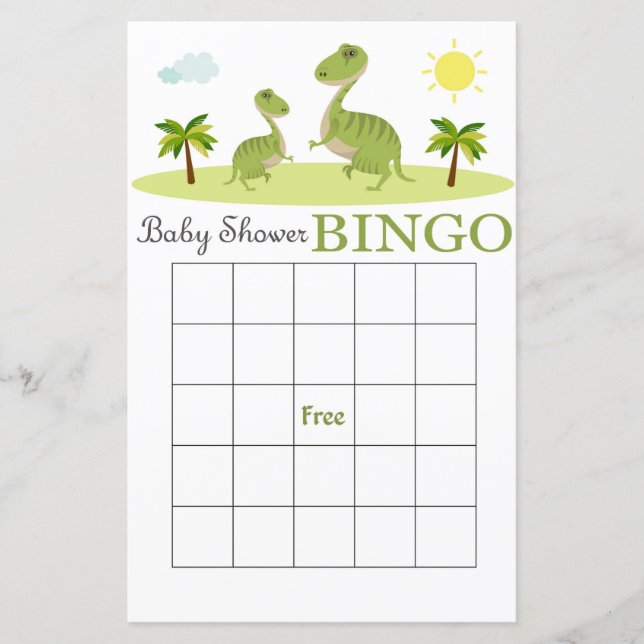 Tarjeta de bingo Dino Bebé Ducha, tarjeta de bingo (Anverso)