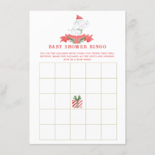 Tarjeta de bingo Elephant Baby Shower para navidad