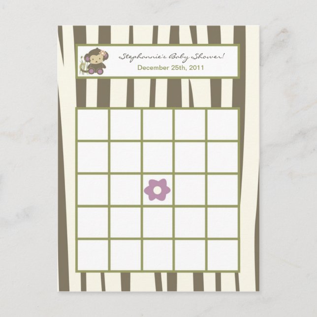 Tarjeta de Bingo Escrita Jacana Chica Jungle Zoo A (Anverso)