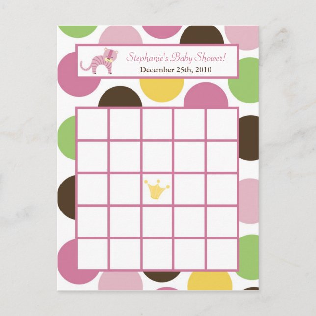 Tarjeta de Bingo Escrita Jungla Reina Zoo Safari (Anverso)