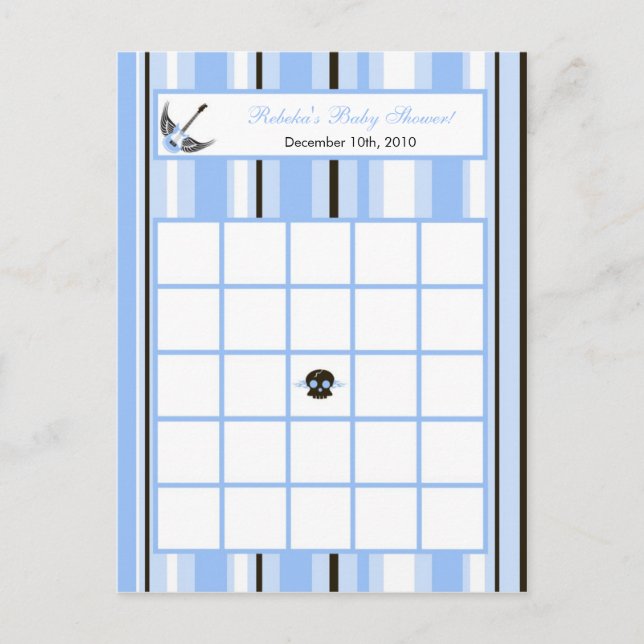 Tarjeta de Bingo Escrita Niño Punk Azul Guitarra (Anverso)