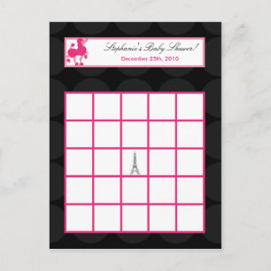 Tarjeta de Bingo Escrita Pink Poodle Paris Eiffel 
