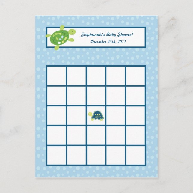 Tarjeta de Bingo Escrita Tortuga Arrecife Océano T (Anverso)