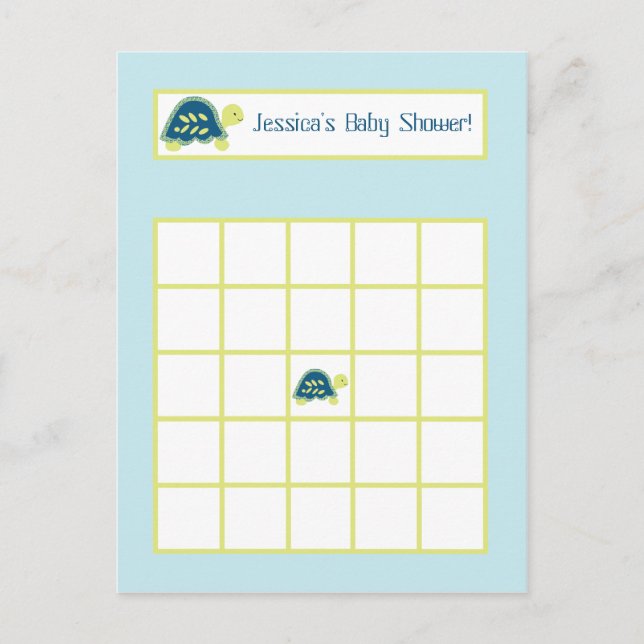 Tarjeta de Bingo Escrita Tortugas de Mar Azul (Anverso)