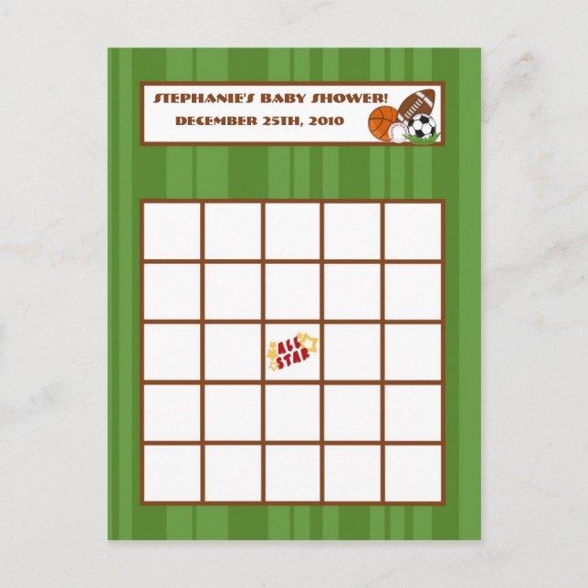 Tarjeta de Bingo Escrita Verde Estrella (Anverso)