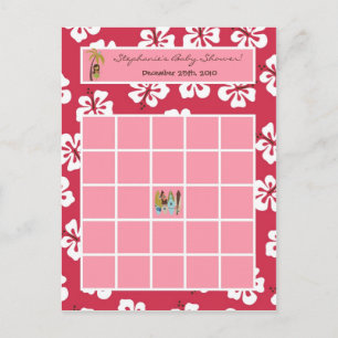 Tarjeta de Bingo Escrito Luau Tropical Rosa Hawái