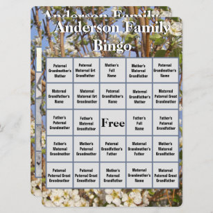 Tarjeta de Bingo Familiar Foto de árbol blanco flo