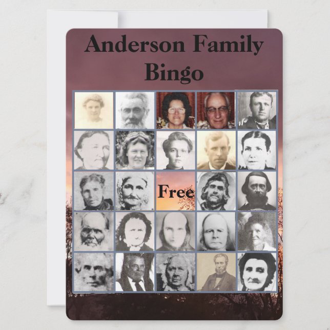 Tarjeta de bingo fotográfico e invitación a la Reu (Anverso)