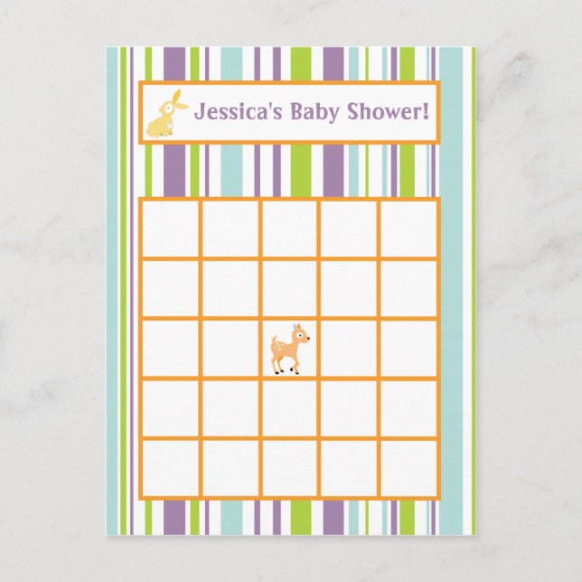 Tarjeta de bingo grabable Furry Woodland Animales (Anverso)